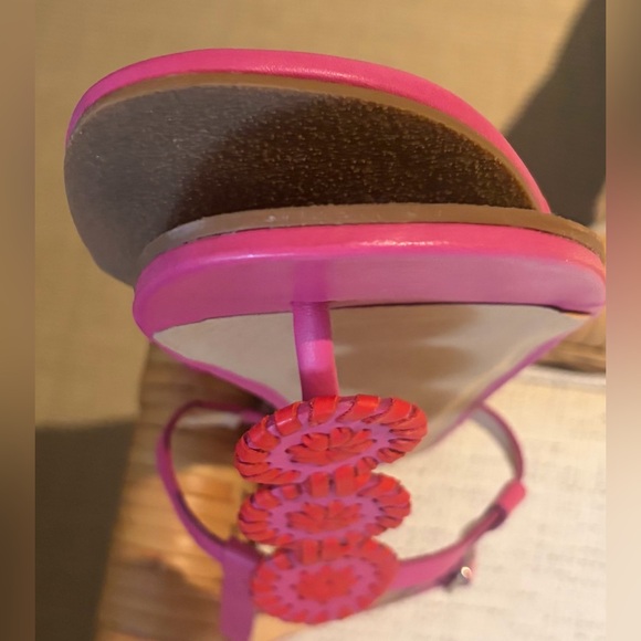 Jack Rogers Whip Stitch Medallion Sandals Pink Red Size 9.5 M EUC - Picture 8 of 10